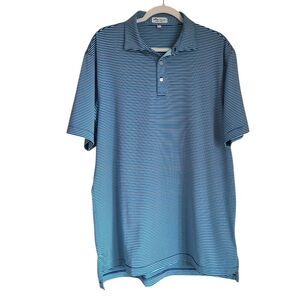 peter millar summer comfort polo shirt short sleeve striped blue mens size L